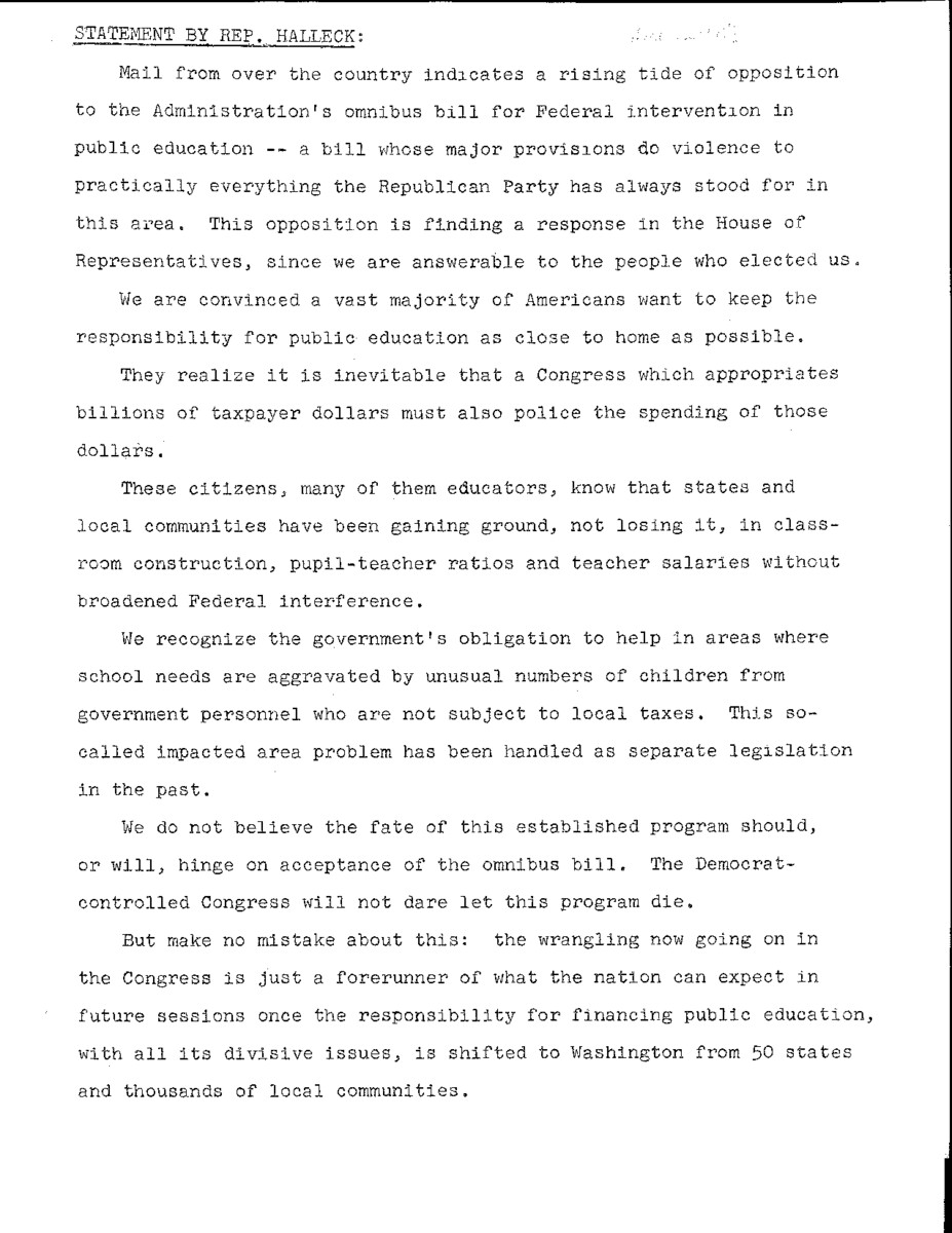 The official statement and press conference covers topics including education legislation, tractor-for-prisoner negotiations, Cuba policy, Berlin Crisis of 1961, and media attention to the "Ev and Charlie Show."