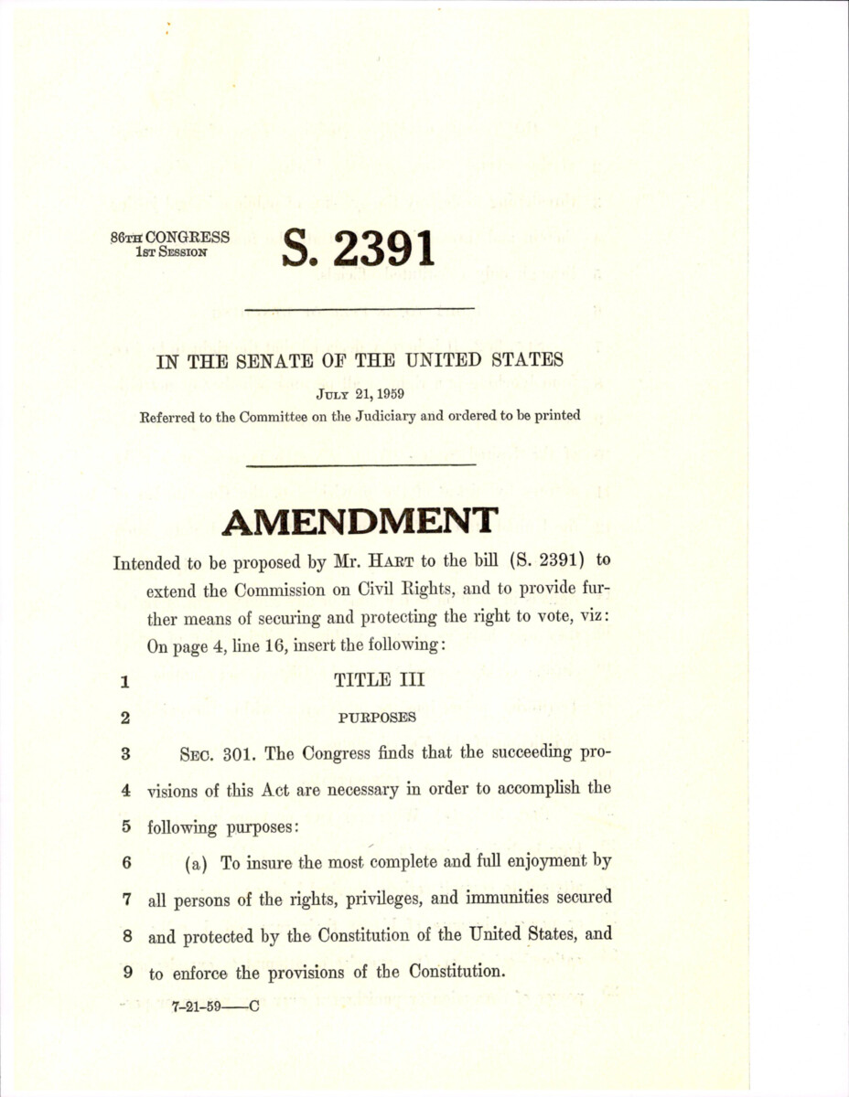 Legislation S.2391 Proposed To Extend The Commission On Civil Rights To Secure And Protect The Right To Vote By Prohbiting Lynching.