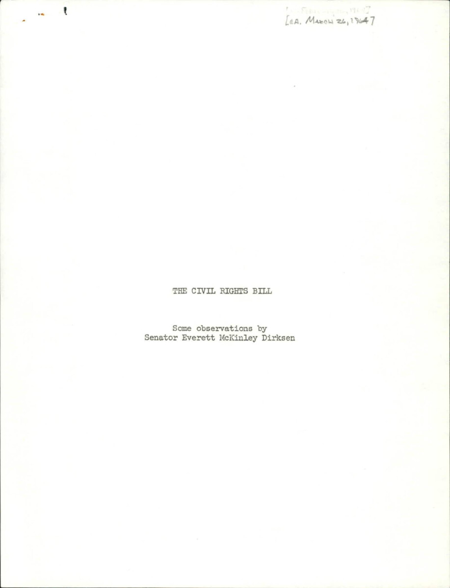 Dirksen's Observations And Notes Of Each Title Of The Civil Rights Bill.