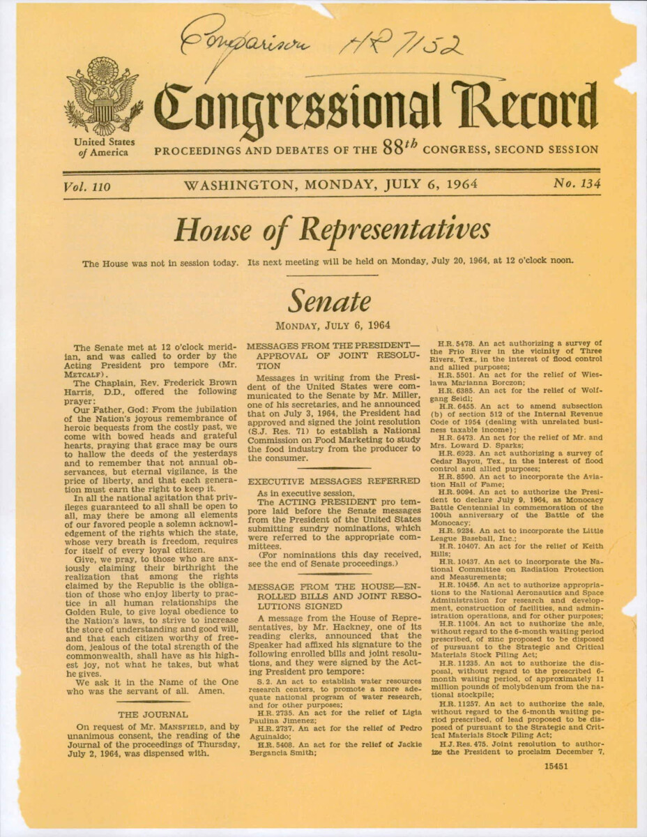 Congressional Record Include A Side-by-side, Comparative Analysis Of H.R. 7152 As Passed By The House Of Representatives And The Senate.