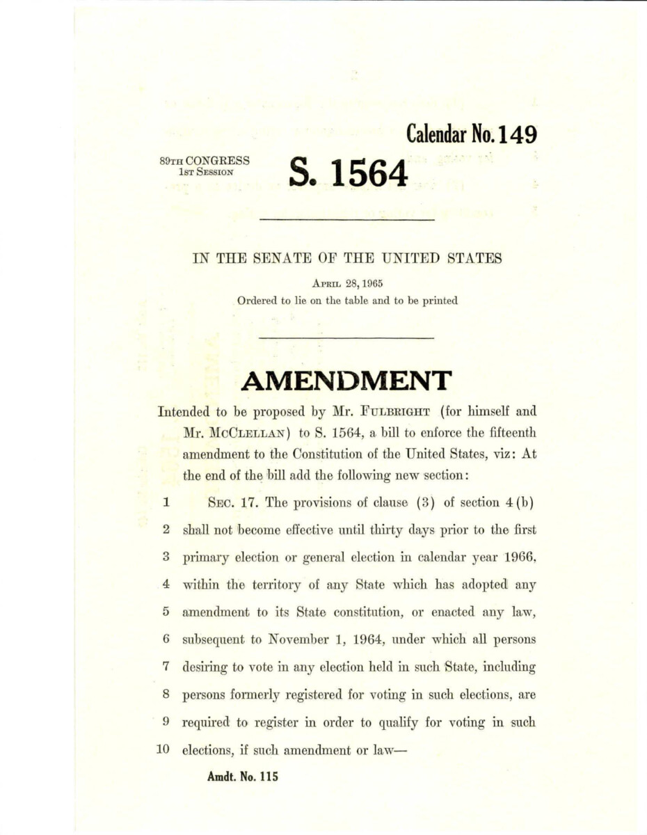 Additional Amendment Proposed By Sen. Fulbright To Section 17 Of The Voting Rights Act.