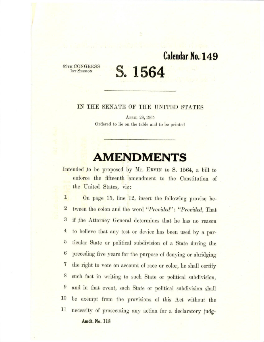 Additional Amendment Proposed By Sen. Ervin To S. 1564 Changing The Language Of Line 12 On Page 15.