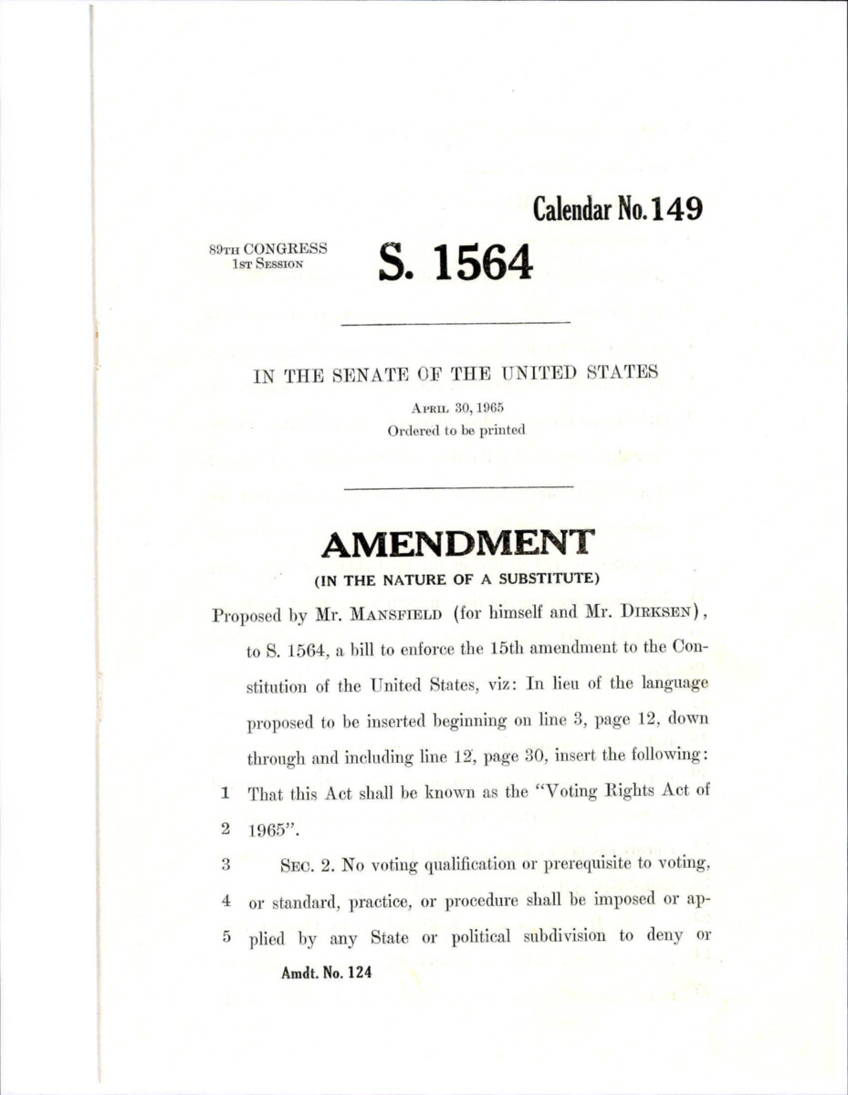 Annotated Version Of Substitute Amendment To S. 1564 Proposed By Sens. Mansfield And Dirksen