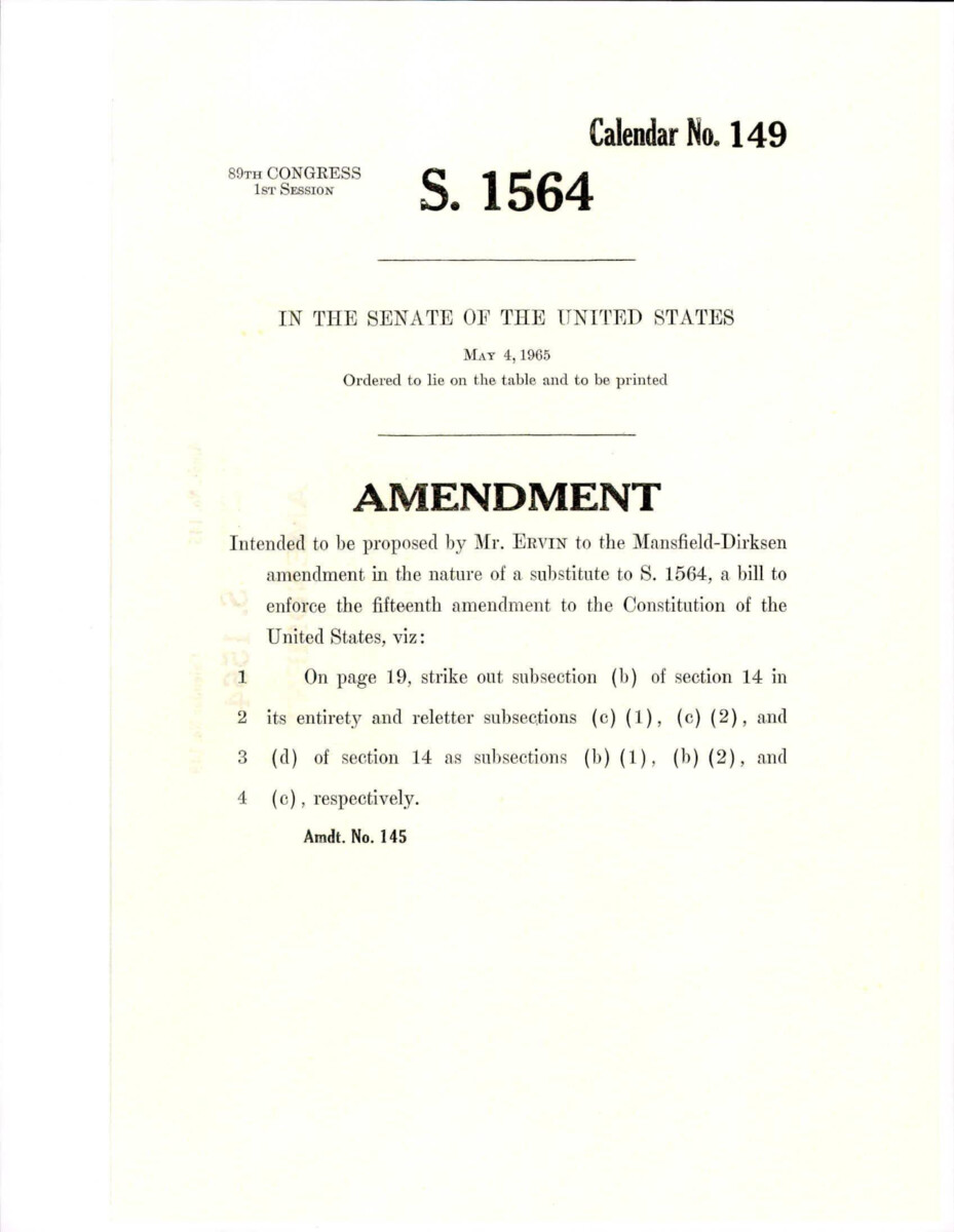Amendment Proposed To The Mansfield - Dirksen Substitute Version Of S. 1564