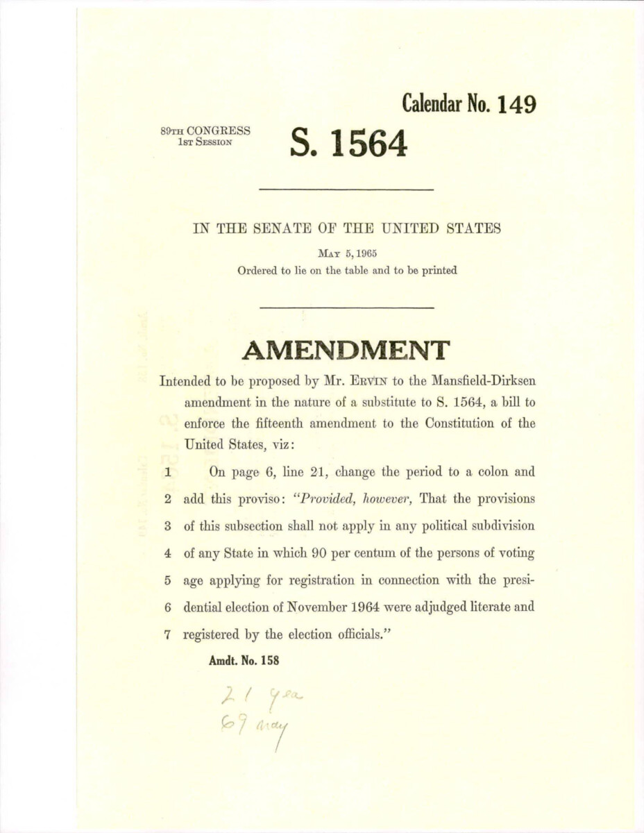 Amendment Proposed To The Mansfield - Dirksen Substitute Version Of S. 1564