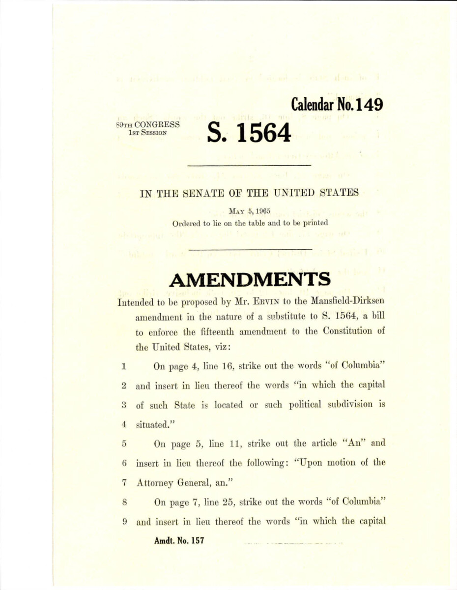 Amendment Proposed To The Mansfield - Dirksen Substitute Version Of S. 1564