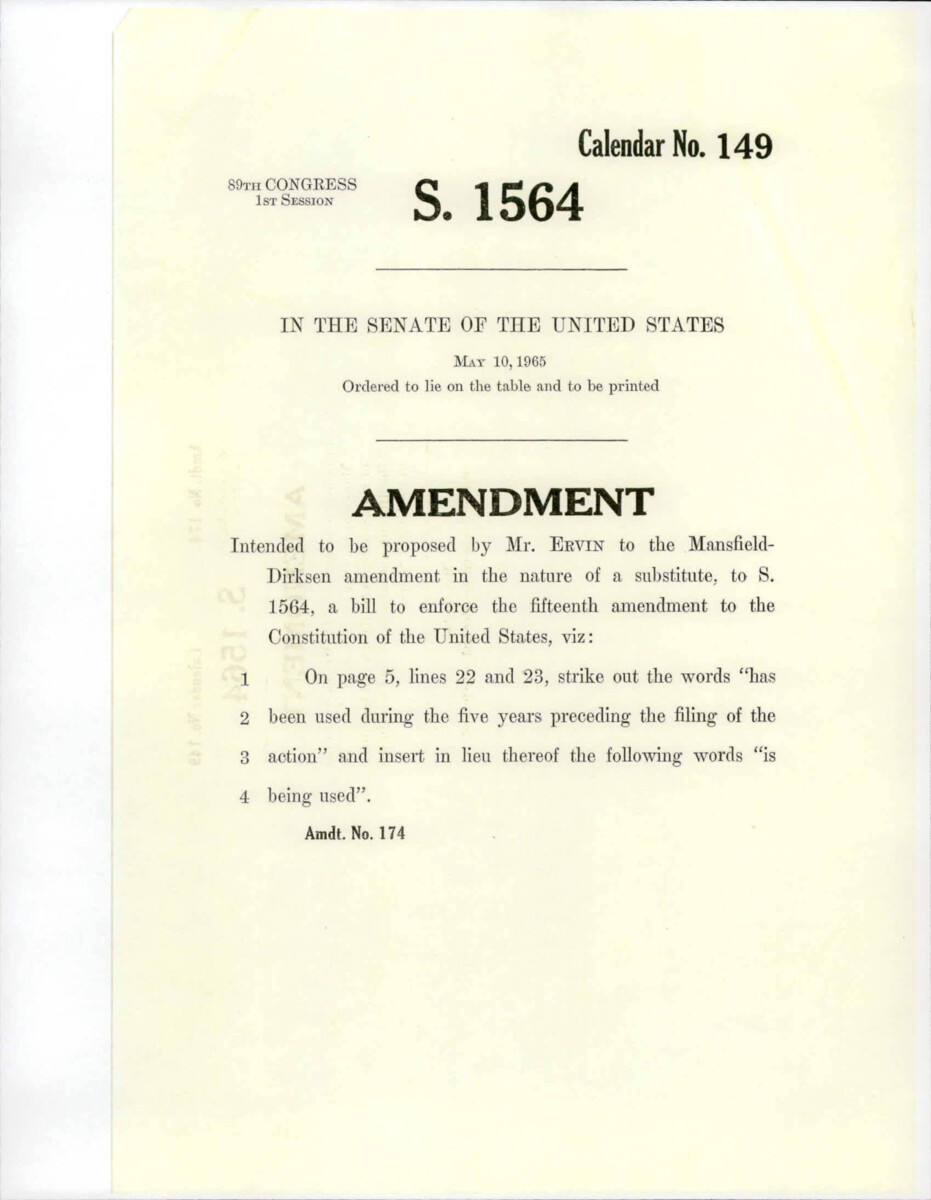 Amendment Proposed To The Mansfield - Dirksen Substitute Version Of S. 1564