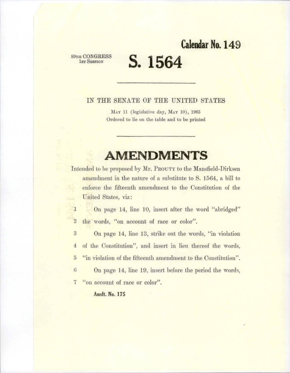 Amendment Proposed To The Mansfield - Dirksen Substitute Version Of S. 1564