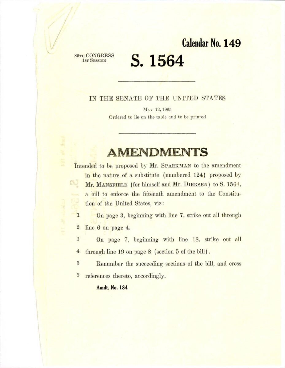 Amendment Proposed To The Mansfield - Dirksen Substitute Version Of S. 1564