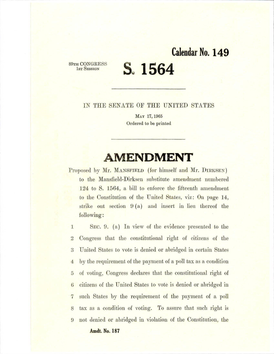 Amendment Proposed To The Mansfield - Dirksen Substitute Version Of S. 1564
