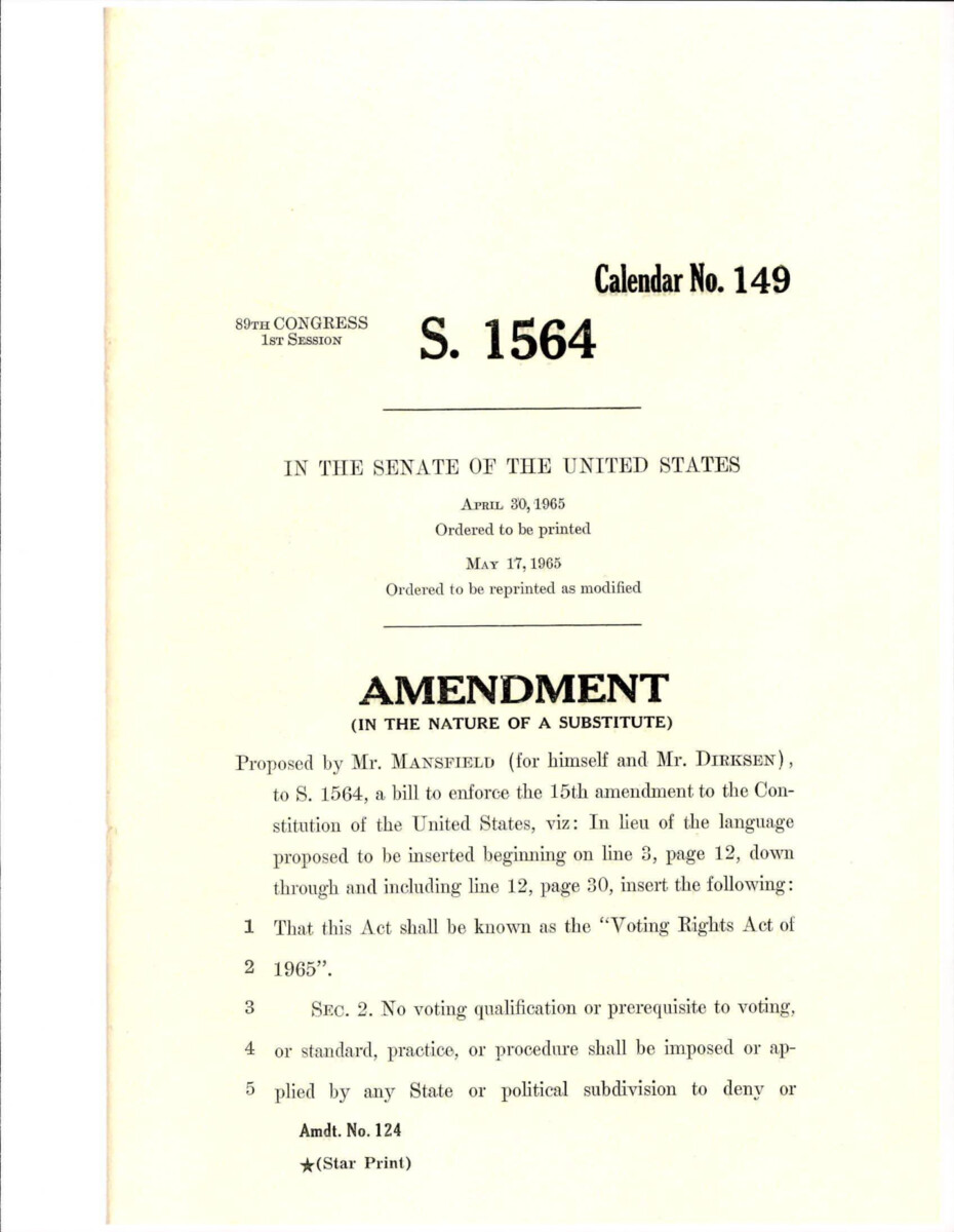 Amendment Regarding S. 1564 Incorporating Changes Since April 30, 1965, Printing