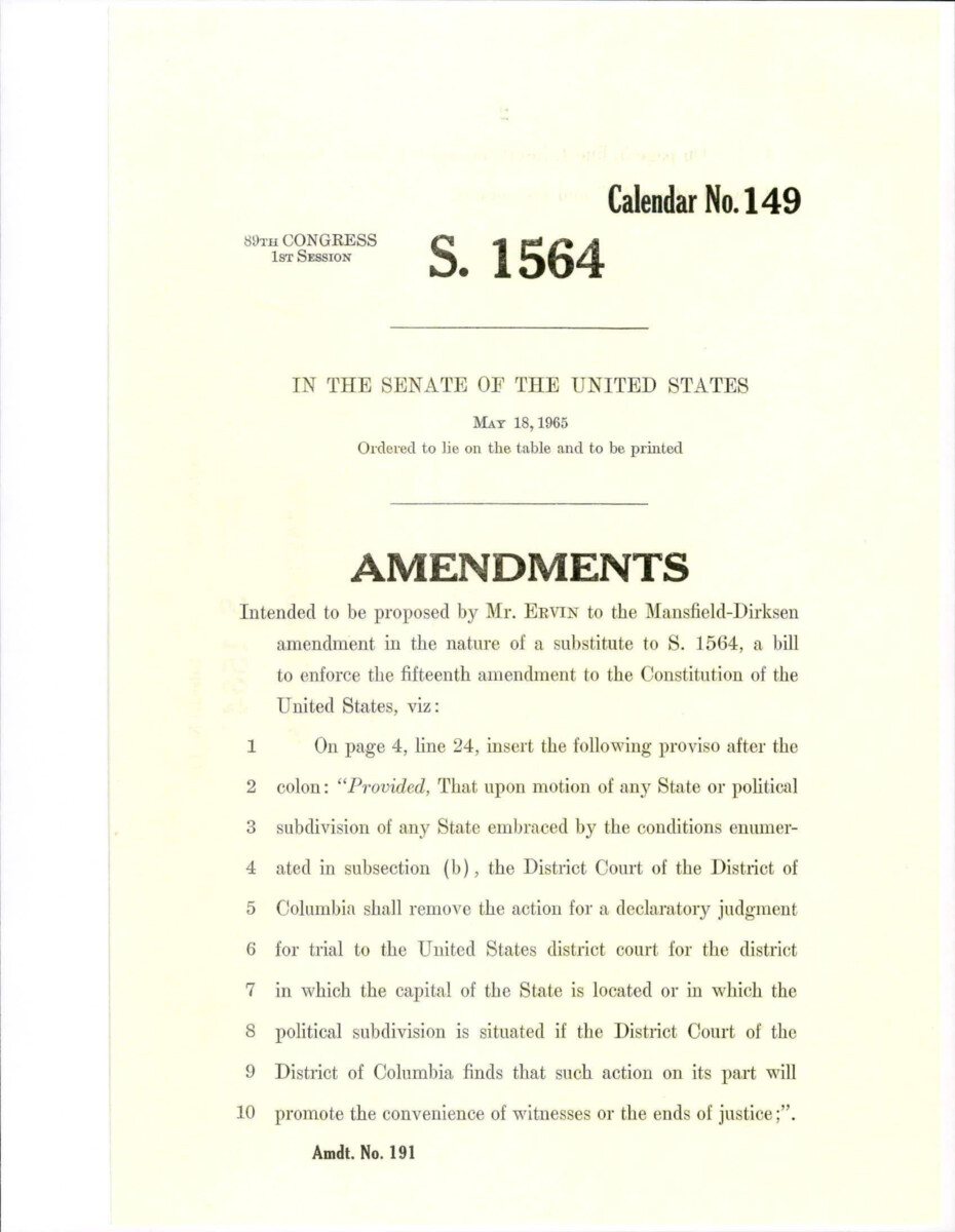 Amendment Proposed To The Mansfield - Dirksen Substitute Version Of S. 1564