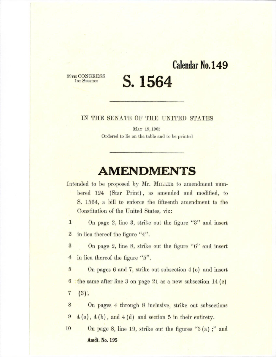 Amendment Proposed To The Revised May 17, 1965, Mansfield - Dirksen Substitute Version Of S. 1564