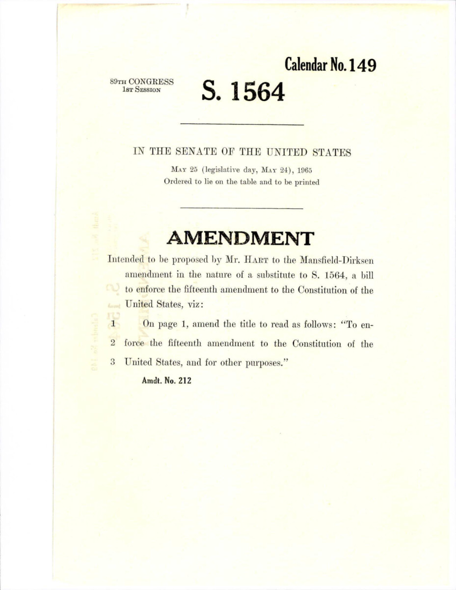 Bill Proposed To The Mansfield - Dirksen Amendment In The Nature Of A Substitution Regarding S. 1565
