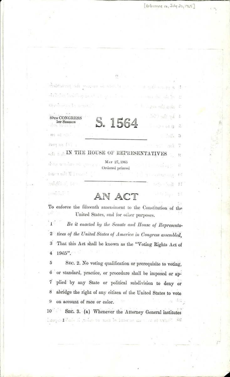 Annotated Differences In S. 1564 The Voting Rights Act Of 1965 From Its Time In The House Of Representatives Against What Was Passed By The Senate.