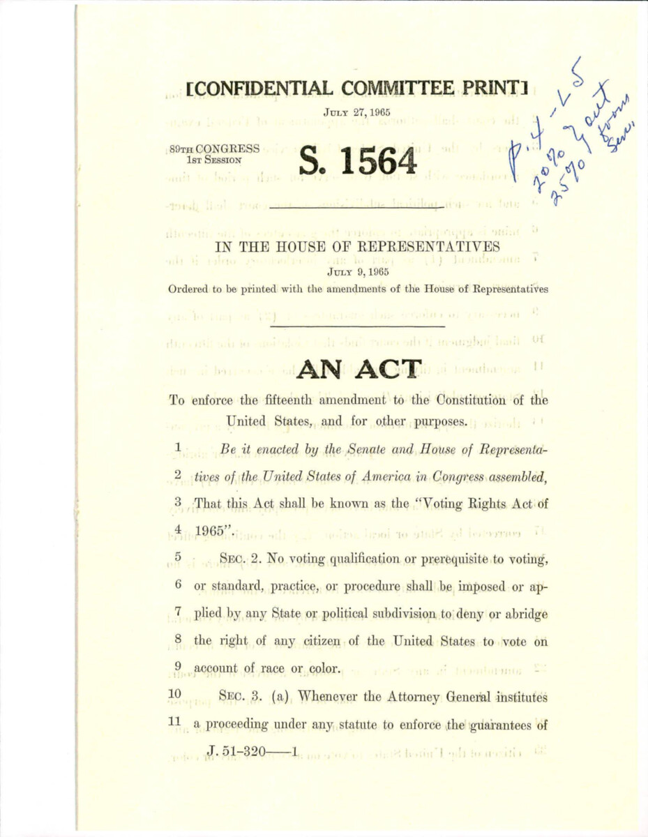 Additional Copy Of S. 1564 From The Senate - House Conference With Notes By Dirksen.