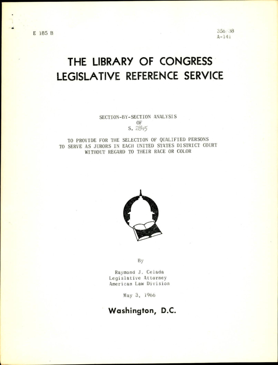 Analysis Of S. 2845 Which Provides For The Selection Of Qualified Persons To Serve As Jurors In Each United States District Without Regard To Their Race Or Color.
