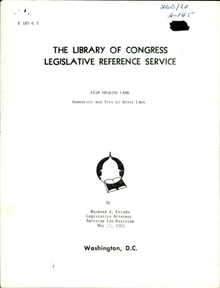 Summaries Of State Laws That Banned Discrimination In Housing.
