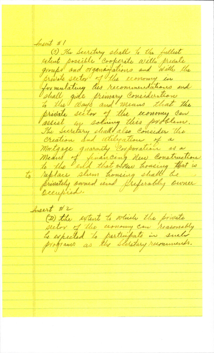 Notes From Dirksen's Office With Suggestions To Insert Into An Unspecified Piece Of Legislation