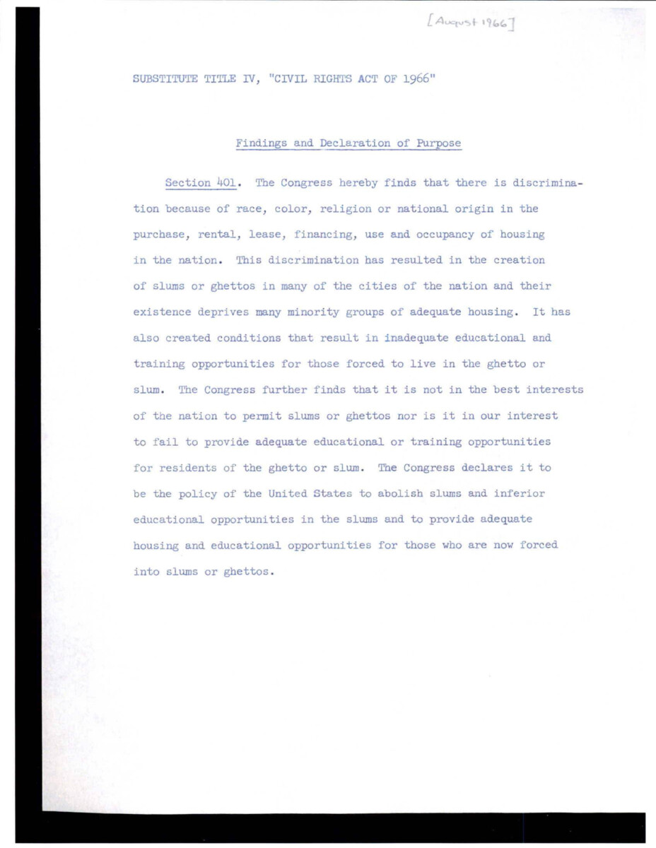 Declaration Of Purpose Of Sections 401-404 By Congress. Congress States That It Does Not Have The Constitutional Right To Prohibit Private Discrimination.