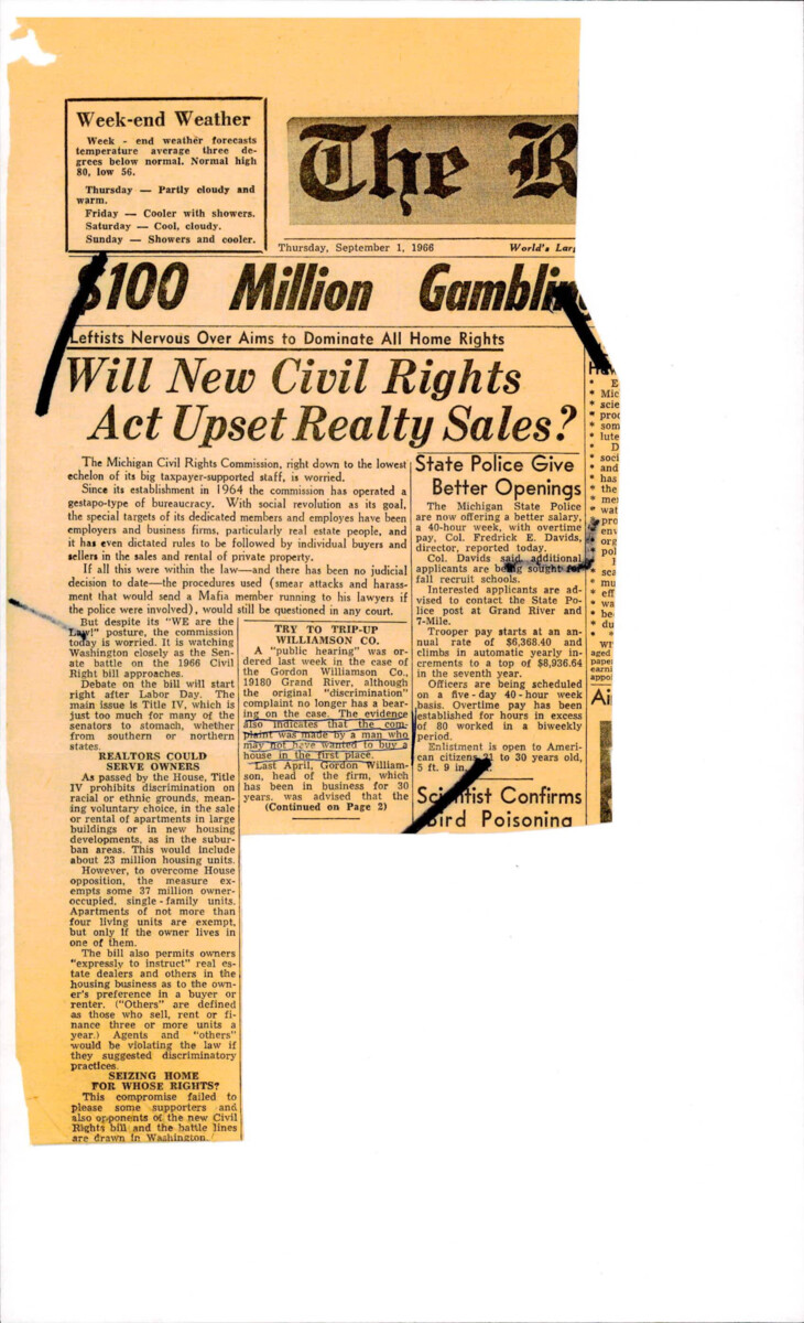 Article About The Concerns Of The Michigan Civil Rights Commission About Real Estate And A Summary Of The Supreme Courts Struggle To Enforce Their Decisions Regarding Civil Rights.