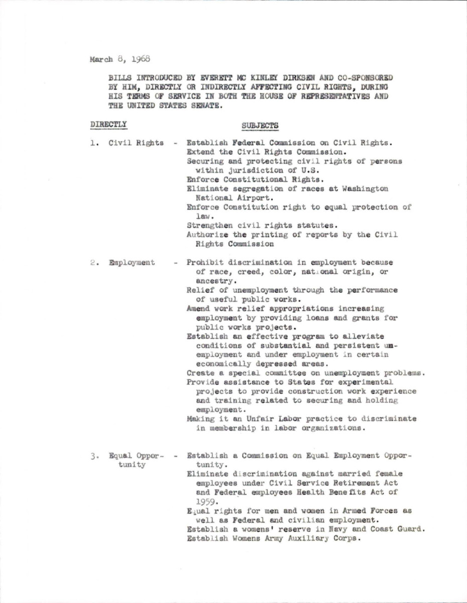 Civil Rights Bill Introduced And Passed Starting With The 87th And Ending With The 90th Congress.