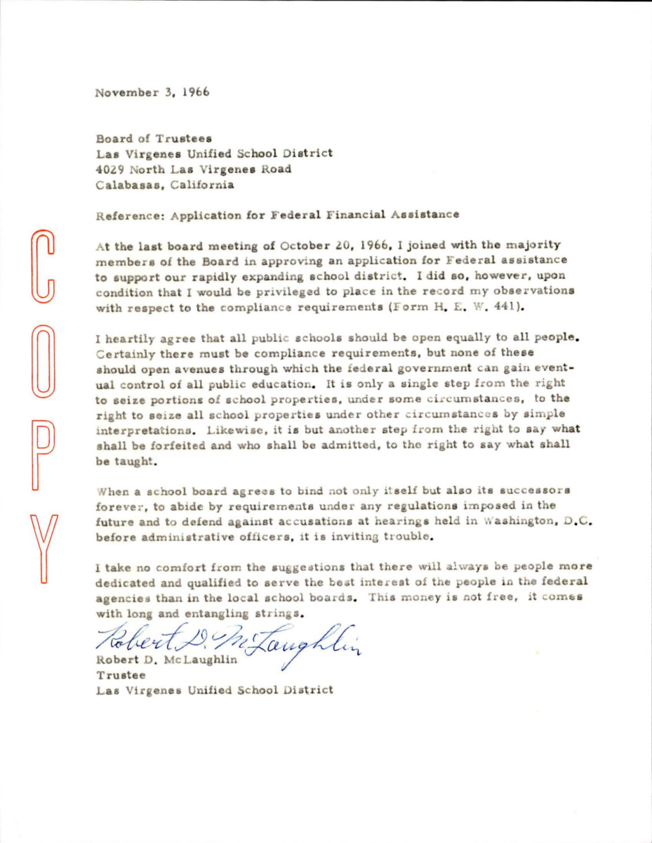 Application For Federal Assistance And Comments About A School Board Meeting Regarding Federal Assistance Being Given Disproportionately To Schools Who Do Not Meet Federal Guidelines For Integration.