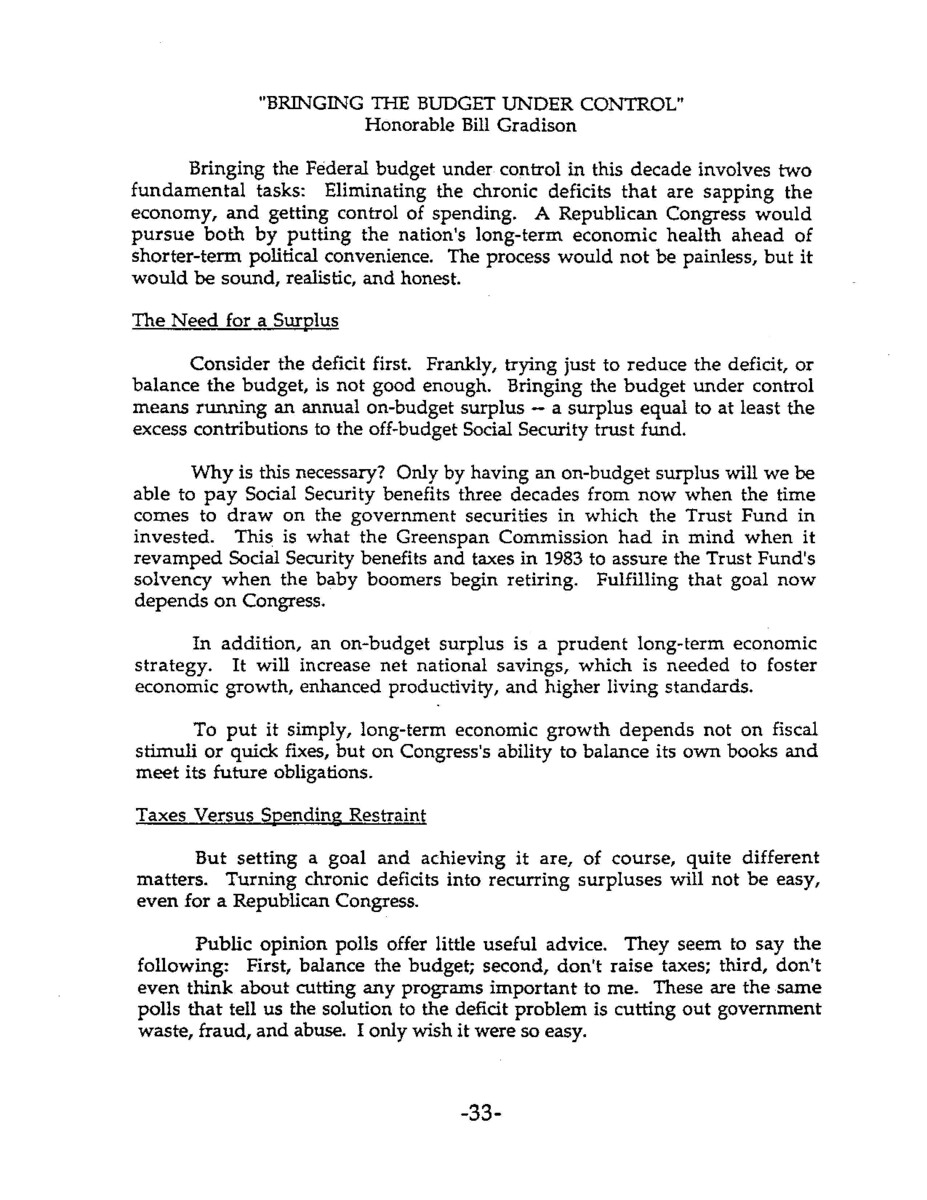 Part of a larger document, titled "The Rebublican Congress: A Manifesto for Change in the House of Representetives",