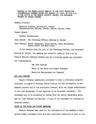 ["The meeting minutes outline conversations by the Republican leadership about foreign policy, the proposed Department of of Urban Affairs and Housing Development, medical care for the elderly."]