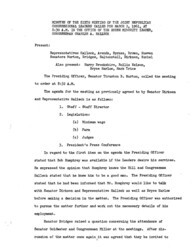 ["The meeting minutes outline the Republican leadership's discussion about pending legislation, including minimum wage and feed grains."]