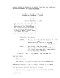 ["This interview transcript records Everett McKinley Dirksen and Charles Halleck's appearance on Meet the Press. The two politicians field questions about the Republican Party, education, government spending, and Cuba."]