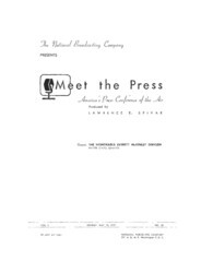 ["This interview transcript records Everett McKinley Dirksen's appearance on Meet the Press. Dirksen fields questions about the Republican Party, foreign policy, civil rights legislation, the federal budget, and campaign plans."]