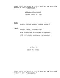 ["This interview transcript records Everett McKinley Dirksen's appearance on ABC's Open Hearing. Dirksen fields questions about minimum wage legislation, civil rights, the Forand Bill, and other legislation as well as the upcoming presidential election."]
