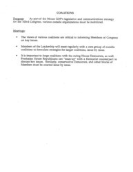 ["Part of a larger document, titled \"A Blueprint for Leadership\" that outlined for House Republicans House Republicans plans for the formulation, communication, and implementation of policy, for the 103rd Congress, the first since 1981 without a Republican-held White House."]