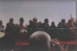 ["Black and white photograph print of Carl Albert at the dedication of the McClellan-Kerr Arkansas River Navigation System."]