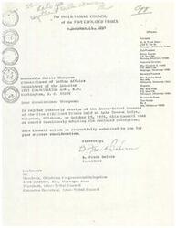 ["The document discusses a resolution adopted by the Inter-Tribal Council of the Five Civilized Tribes of Oklahoma regarding Indian preference for employment in the Bureau of Indian Affairs and the Indian Health Service. The Council rejects certain options mentioned in a letter from Commissioner Morris Thompson and supports a memorandum to the Commissioner of Indian Affairs dated October 1, 1975. The resolution was passed with a quorum of 23 voting members in favor. The Council emphasizes the importance of retaining the 1/4 degree blood requirement and establishing the same criteria for all Indians regardless of tribal affiliation."]