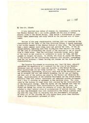 ["The Secretary of the Interior received a letter regarding a petition by the Choctaw Indians for a per capita payment and the sale of tribal mineral lands to the United States. The Secretary cannot recommend a per capita payment at this time due to administrative problems and costs. Negotiations are ongoing for the sale of the Choctaw-Chickasaw coal and asphalt lands to the United States, with disagreements over the purchase price. The Indians are requesting the Government to consider their equities arising from delays in fulfilling obligations."]
