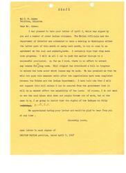 ["The document acknowledges receipt of a petition from Mr. Dukes and other Indian citizens regarding coal and asphalt lands. It mentions a meeting in Washington to discuss Carl Albert the issue and assures that efforts are being made to protect the rights of the Indians. The sender also mentions a bill in Congress Carl Albert regarding lease extensions, but states that it will not be supported unless Carl Albert it does not affect the salability of the lands. The sender expresses willingness Carl Albert to hear from Mr. Dukes at any time."]