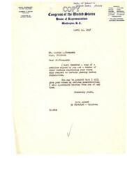 ["The document is a letter from Carl Albert, a representative from Oklahoma, in response to a petition signed by Austin A. Thompson and other Indians regarding pending Indian legislation. Albert assures Thompson that he will consider their views seriously and encourages further communication."]