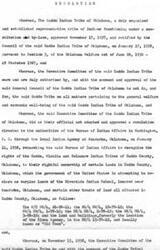["The Caddo Indian Tribe of Oklahoma is seeking recognition of their ownership rights to certain lands in Caddo County, Oklahoma. They have submitted resolutions to the Bureau of Indian Affairs and are now appealing to Congress for assistance in obtaining full title to the land. The Executive Committee of the tribe reiterates their claim and requests immediate action on the matter."]