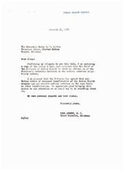 ["The document includes correspondence between Carl Albert, M.C. and Harry J.W. Belvin regarding the eligibility of non-Indian widows of deceased beneficiaries of the Indian Health program to receive medical services. Bob Wade also writes to Chief Belvin, explaining the plight of his aged mother who is now ineligible for care at the PHS Indian Hospital in Talihina, Oklahoma. He expresses concern for his mother's health and financial situation, appealing for help in changing the policy that denies non-Indian widows access to medical services."]