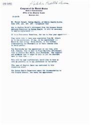 ["Mr. Forest Gerard from the Indian Health department called Carl Albert's office to inform him that a replacement is needed for Justice Welch on the Surgeon General Advisory Committee on Indian Health. They are seeking Mr. Albert's preference for the appointment, suggesting Chief Belvin or his brother representing the Choctaws. The appointment has previously been held by members of the Cherokee and Chickasaw Tribes. The Indian Health Department will make a recommendation to the Surgeon General for the appointment."]