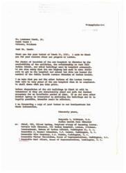 ["The document includes letters from Mr. Lawrence Tomah Jr., a Comanche Tribal Leader, to various government officials regarding the proposed location of a new Indian hospital in Lawton, Oklahoma. Mr. Tomah suggests that the hospital be located across the highway west of the current site to save money and utilize existing buildings. He believes the new location would be more accessible and beneficial for the Indian community. The government officials express appreciation for Mr. Tomah's input and promise to consider his recommendations."]
