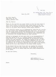 ["The document is a series of letters from various Indian leaders in Oklahoma recommending Mr. John Spaan for the position of executive officer in the Oklahoma City Area Office of the Public Health Service's Indian Health Division. The leaders emphasize the importance of selecting a well-qualified individual familiar with the needs of Oklahoma Indians. They express their support for Mr. Spaan and highlight the criteria they believe should be considered in the selection process. The documents are addressed to Congressman Carl Albert and Dr. E. S. Rabeau, urging them to consider the recommendation."]