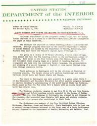 ["Ninety Indian students from Arizona and Oklahoma are visiting Washington, D.C. as part of a cultural enrichment program. The Navajo children from Arizona will perform traditional and modern choral music and dances, while the Oklahoma students, members of the Five Civilized Tribes, are part of a Youth Development Project aiming to help them make plans and decisions for themselves. The trip was funded through grants and fundraising efforts. The students will meet with officials, tour historic sites, and attend a baseball game during their visit."]