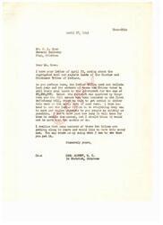 ["Mr. Goen is inquiring about the sale of coal and asphalt lands belonging to the Choctaw and Chickasaw Tribes of Indians, and whether they will receive a per capita payment. Congressman Carl Albert responds that the lands have been sold to the government for $8,500,000 and the payment is included in a bill awaiting action in Congress. He assures Mr. Goen that he will do everything he can to ensure quick distribution of the payment, as many members of the tribes are elderly and in need of the money."]