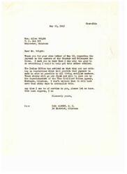 ["Allen Wright wrote a letter to Carl Albert thanking him for his efforts in helping to settle the payment issue for members of the Choctaw and Chickasaw Nations. Albert responded, informing Wright that the Indian Office is in the process of writing regulations to make payments to all living enrolled members, which should be completed within sixty days. Albert also expressed his willingness to be of service to Wright in the future."]