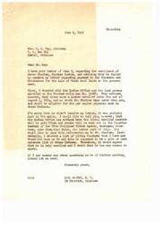 ["H.C. Ray, an attorney, writes to Congressman Carl Albert regarding Abram Charles, a Choctaw Indian who was enrolled late and may not have received information about payment for the sale of coal lands. Albert confirms that Charles is eligible for per capita payments and assures that checks will be sent out by the end of July. Ray had previously contacted the Department about Charles' case."]