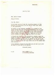 ["The document from Carl Albert to Solomon Homer informs him that payments for the sale of coal lands to the government will be made to living enrolled members first, with checks expected to be mailed out in July. Heirs of deceased members will also receive payments, with proof of heirship notices to be sent out in the fall. Homer is reassured that as an enrolled member, he will be among the first to be paid. Homer had previously inquired about the payment process."]