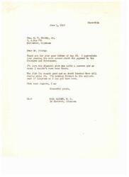 ["The document is a series of letters between M.W. Priddy, Sr. and Carl Albert regarding the payment to the Choctaws and Chickasaws. Priddy expresses gratitude for Albert's efforts in getting the payment through Congress and mentions events such as a Minstrel show and a fish fry that Albert missed. Priddy also mentions that the payments will be made to living Indians first and then to heirs. He expresses hope that Albert can join them at events in the future and offers his support."]